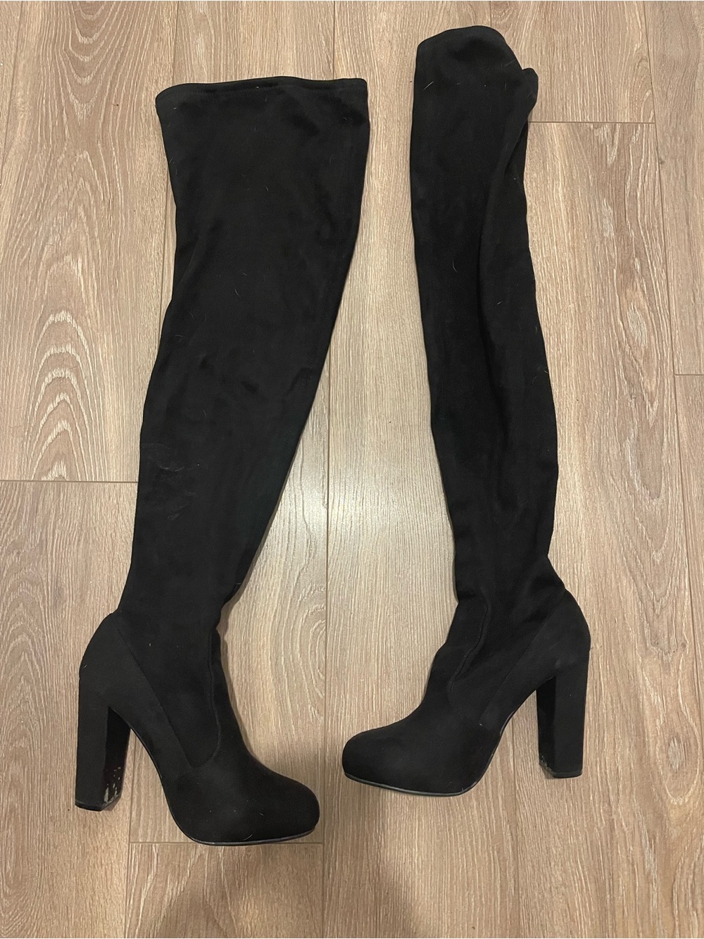 Steve Madden Black Over-the-Knee Platform Block Heel Boots